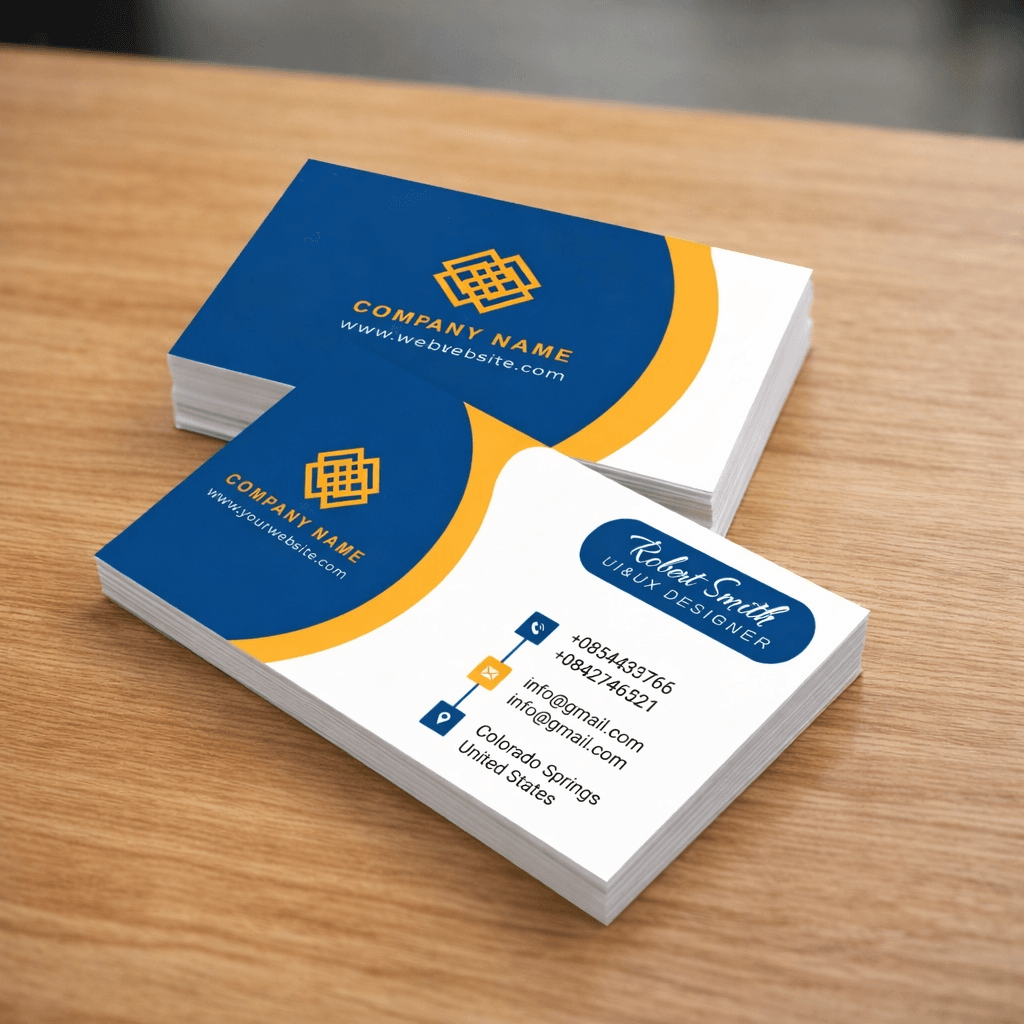 : Custom standard business cards printed by PrintKardo with clean typography and professional design.